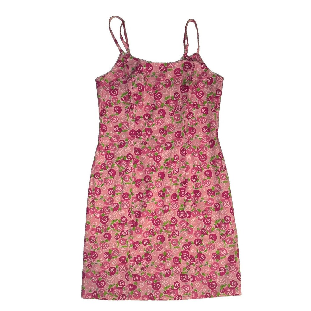 Lilly Pulitzer Dress Womens Size 6 Iced Pink Escargot Snails Y2K Vtg White Label
